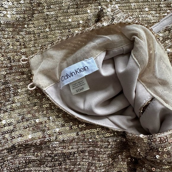 CALVIN KLEIN Womens Sequined Sleeveless Mock Neck Party Party Top - Picture 6 of 6